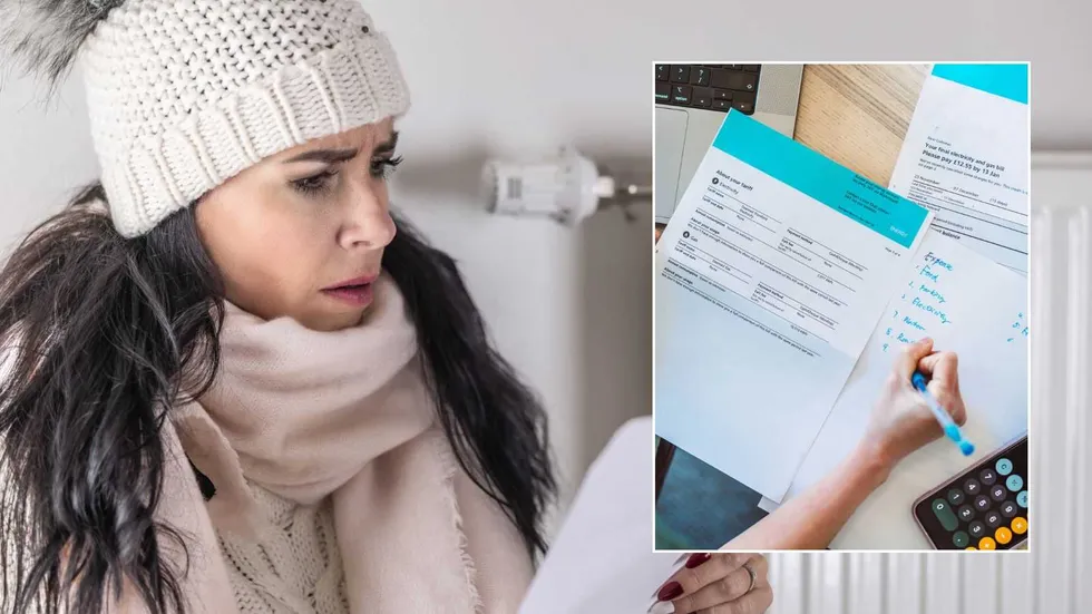 Woman looking at bill and energy bills