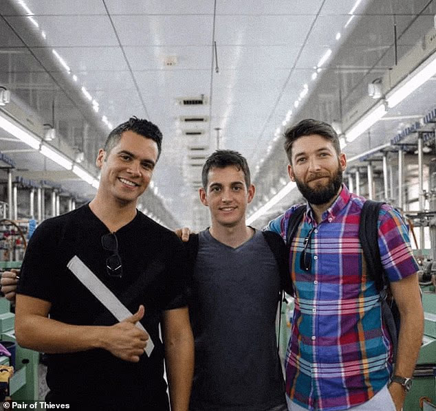 The nepo son of Hill Street Blues actor Michael Warren co-founded his sock and underwear company Pair of Thieves in 2014 with David Ehrenberg and Alan Stuart (pictured in 2013), which reportedly hit $100 million in sales in 2024