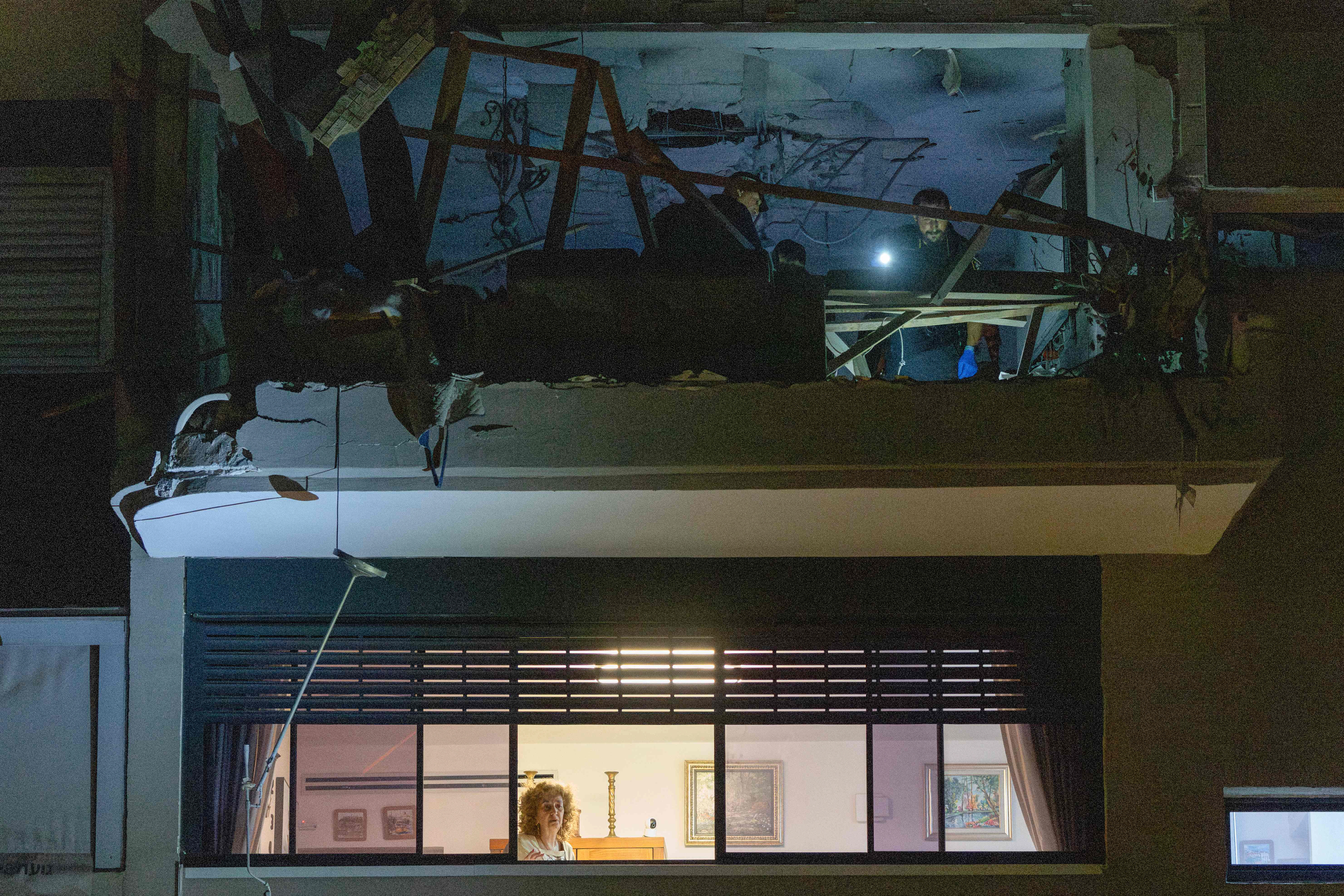 An apartment damaged by a missile strike is seen in Ramat Gan, in the outskirts of Tel Aviv, Israel on March 18, 2026. PHOTO: AFP