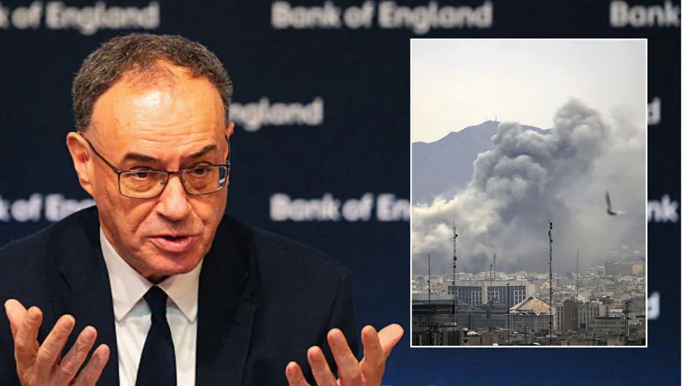 Bank of England governor Andrew Bailey and Tehran impacted by missile strike