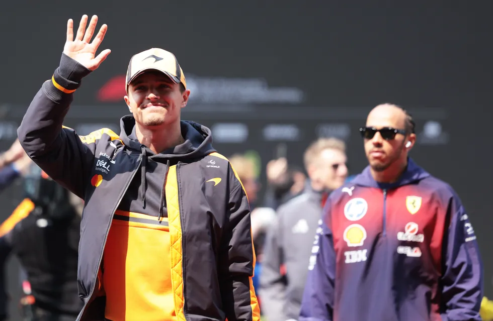 \u200bLando Norris and Lewis Hamilton
