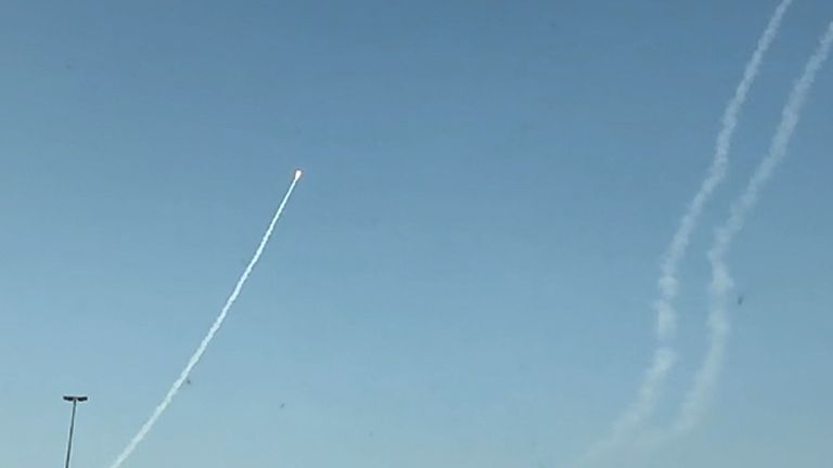 A rocket over Dubai on 2 March, 2026. Pic: Reuters
