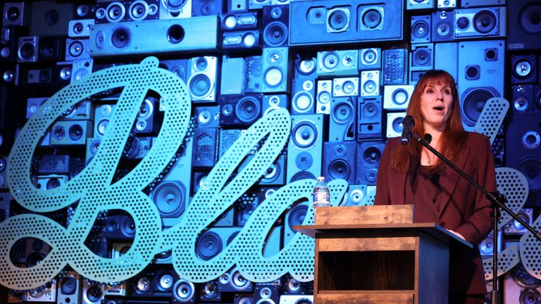 Angela Rayner speaks at a summit in Liverpool this week. Pic:Reuters