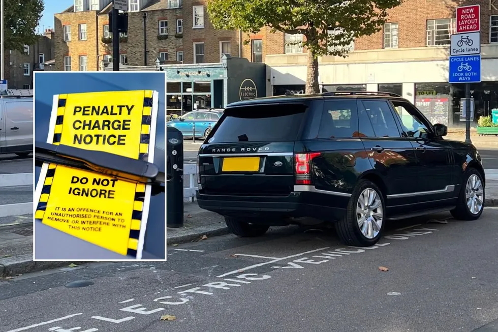 Parking fine and a large vehicle parked