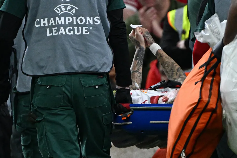 Noa Lang collided with advertising boards in the closing stages of the 4-0 defeat, which sealed a 4-1 aggregate loss for Galatasaray