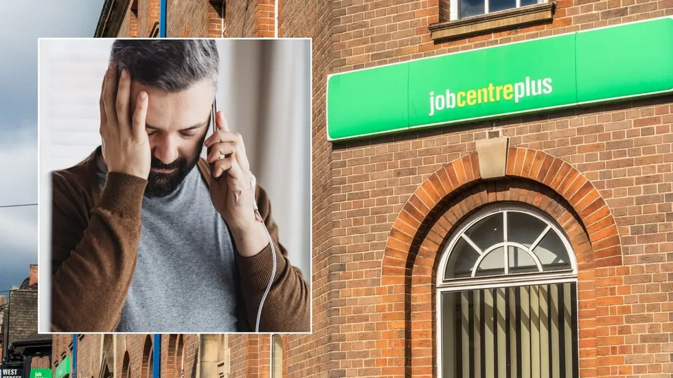 Jobcentre and man on phone