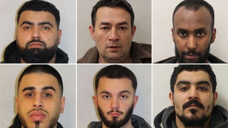 (Clockwise from top left) Mohammed Hamoud, Zahar Essaghi, Mustafa Ibrahim, Faiz Salah, Emanuel Fisniku and Hashim Al Hussaini. Pics: Met Police