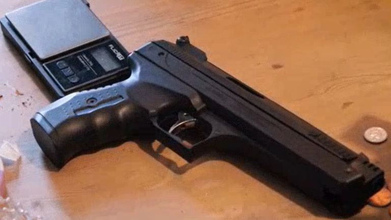 One of the more than 100 guns seized by police