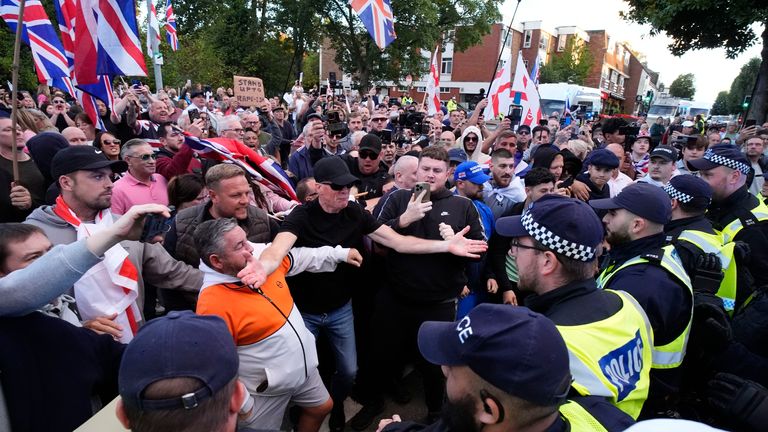 Anti-asylum demonstrators in Epping, Essex. Pic: PA