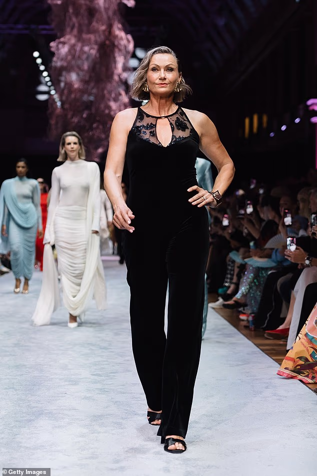 Nicky Buckley (pictured) walked the F*** the Invisible Runway at Melbourne Fashion Festival and looked decades younger than her years