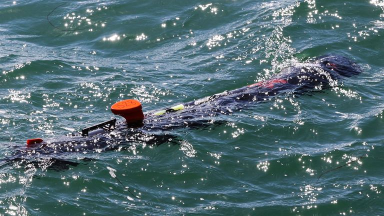 A minehunting drone during a Royal Navy training exercise. Pic: MoD