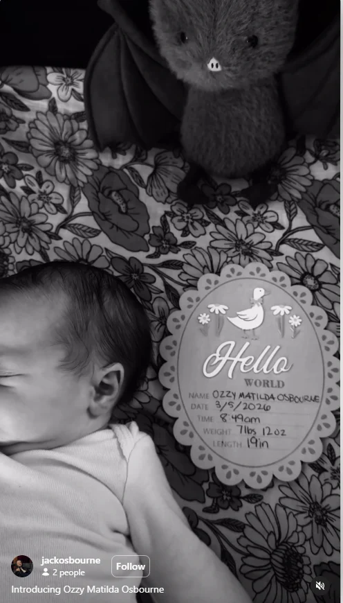 Jack Osbourne honours late dad Ozzy as he welcomes new baby