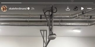 Kate Ferdinand gives a glimpse of her family’s underground Dubai bunker as they workout in their basement gym after Rio said they were ‘trying to keep the children calm’ while stuck in a ‘terrifying’ Covid-like lockdown