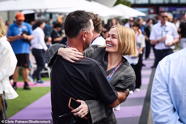 Lara Worthington has enjoyed a sweet reunion with a good pal from her past. The model, 38, relived her time as a cricket WAG when she socialised with cricketer Ricky Ponting at the Grand Prix in Melbourne on Sunday. Both pictured