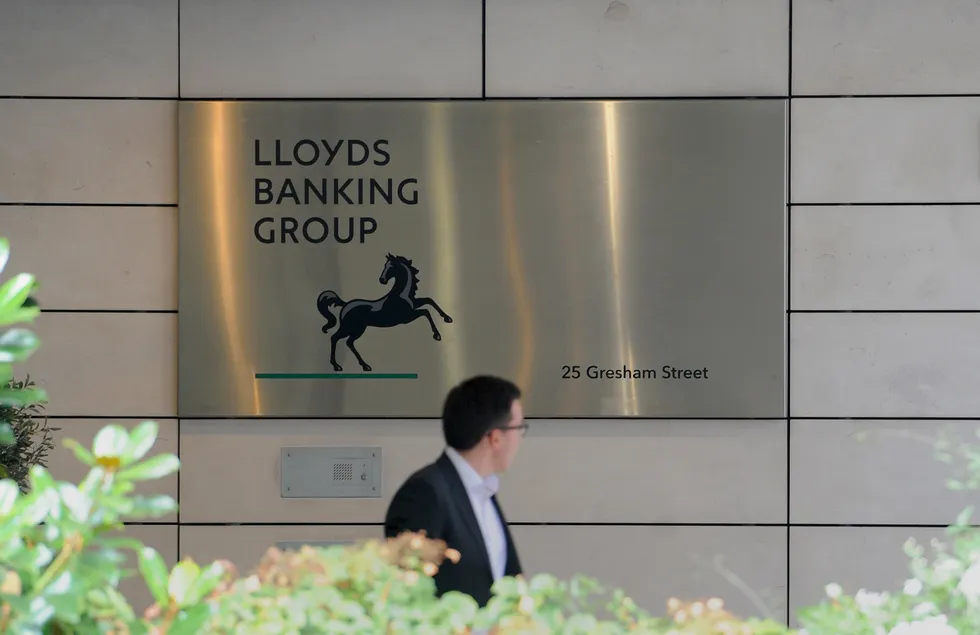 Signage outside the Lloyds Banking Group head offices in London