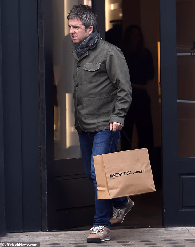 Oasis star Noel Gallagher enjoys some retail therapy in London just days before the news of his split from girlfriend Sally Marsh had emerged