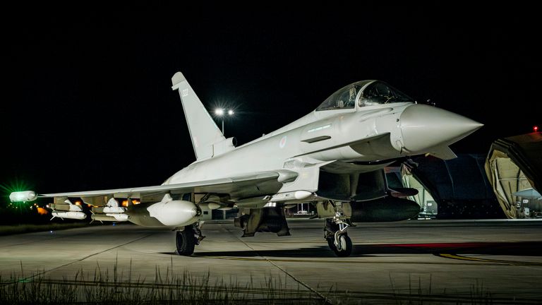 A Typhoon jet is prepared for defensive operations across the Middle East. Pic: MoD