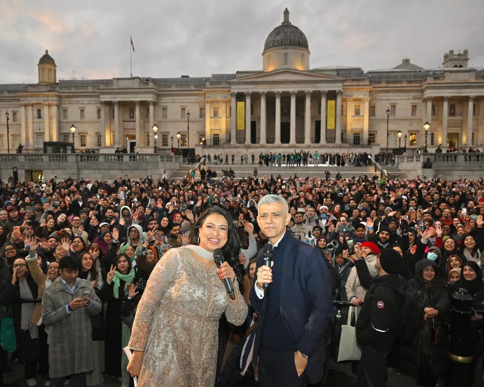 Sadiq Khan at Trafalgar Square