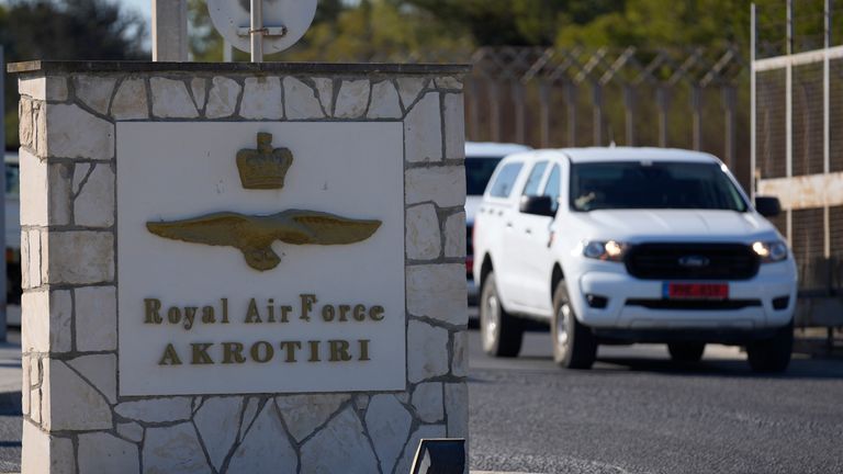 RAF Akrotiri in Cyprus has been hit. Pic: AP