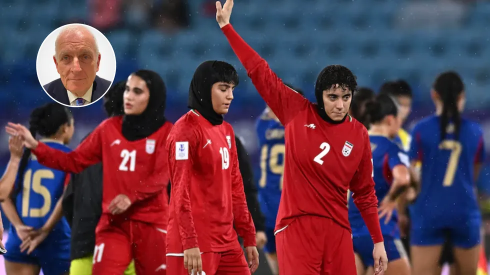 Kelvin MacKenzie (left), Iranian football team (right)