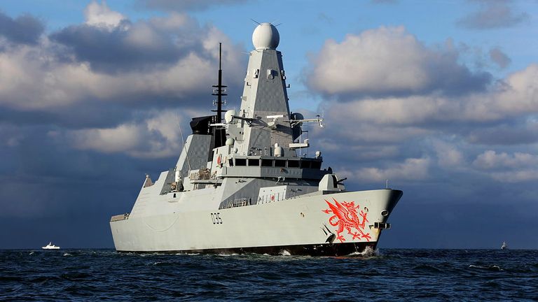 The ship's pyramid-shaped Sampson radar system can detect and target multiple threats. Pic: MoD