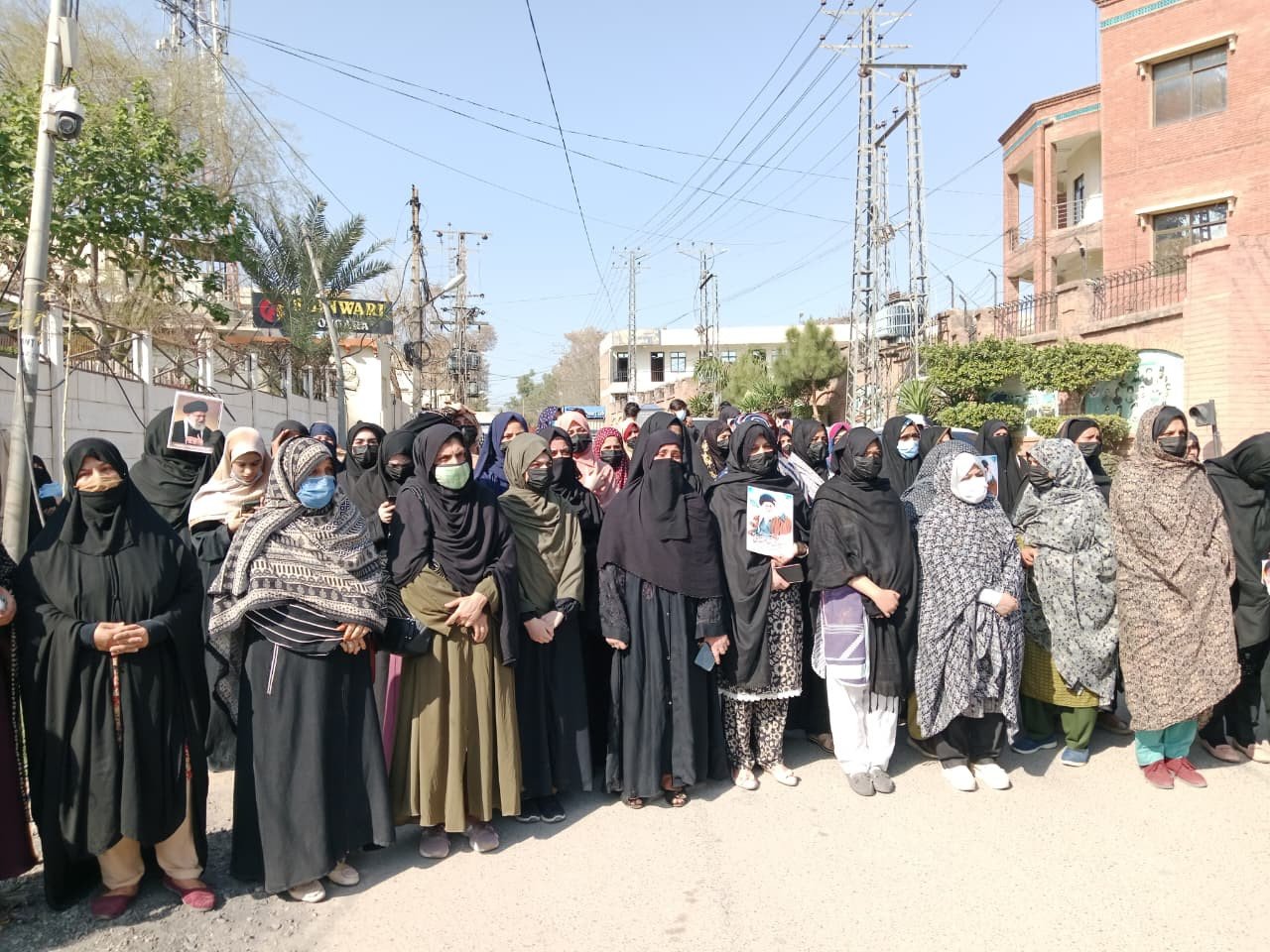 A protest demonstration held in front of the Peshawar Press Club on March 1, organised by Majlis-e-Islamiya Pakistan, in the wake of Khamenei's killing. PHOTO: EXPRESS