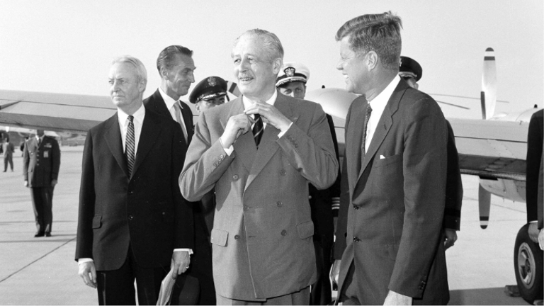 Harold Macmillan and John F Kennedy. Pic: AP
